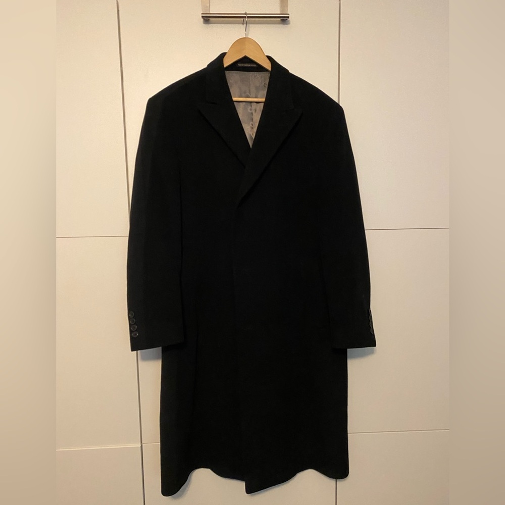 Calvin Klein Men's Black Wool Trench Coat